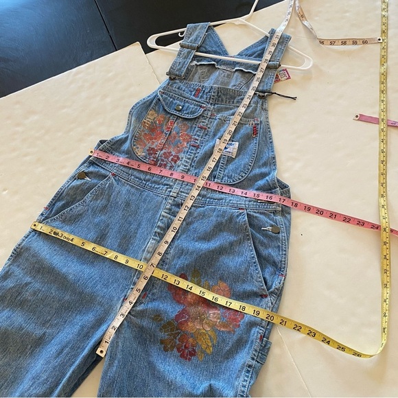 Vintage 90s Wrangler Overalls Womens Size 8 Medium Floral Hand Painted Handmade - Picture 16 of 16